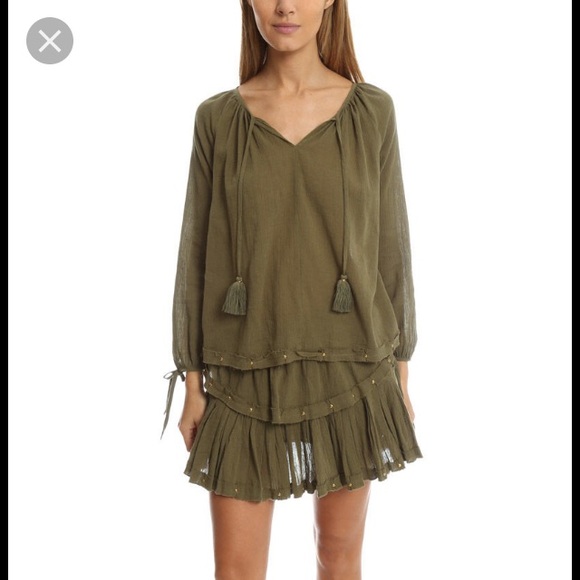 loveshackfancy Tops - Loveshackfancy green peasant blouse